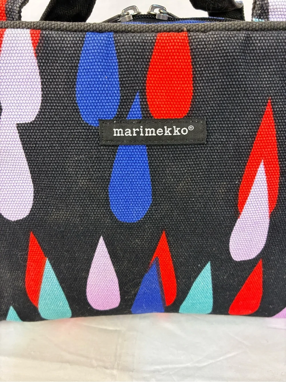 Marimekko Pisaroi Navy Raindrop Print Cosmetic Bag